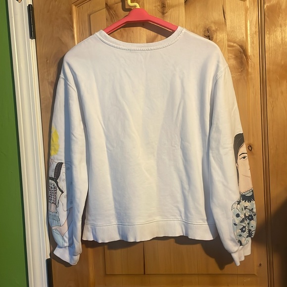 ZARA Blogger Fave Ecru Multi Girls Print Sweatshirt $59.90 EUC S Rare HTF - Picture 7 of 16